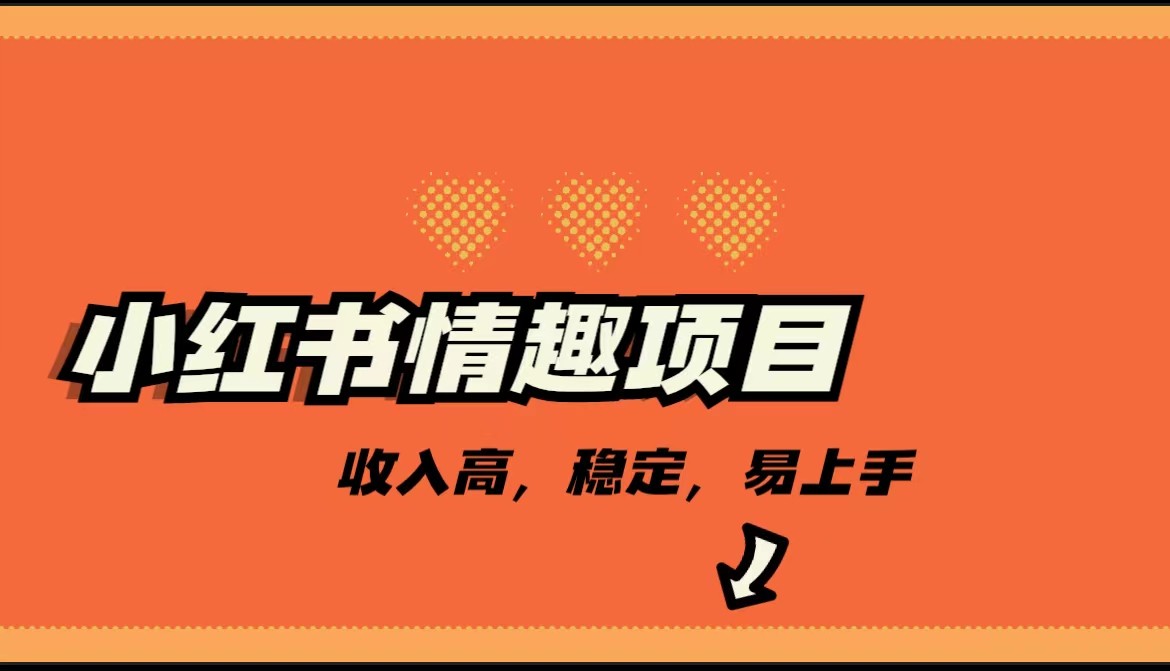最新小红书情趣项目，市场大，日入千+，持续稳定收入-夜影资源