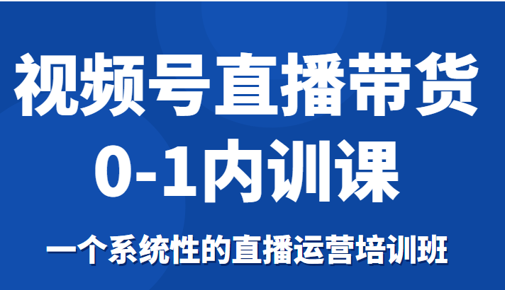 视频号直播带货0-1内训课，一个系统性的直播运营培训班-夜影资源