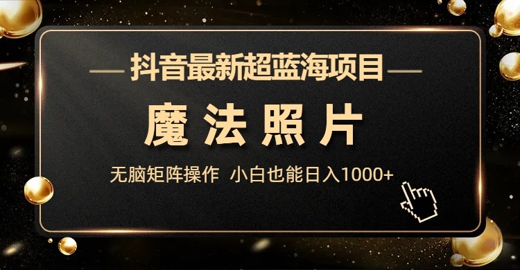 抖音最新超蓝海项目，魔法照片，无脑矩阵操作，小白也能日入1000+-夜影资源