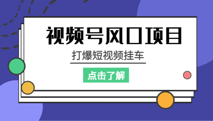 视频号风口项目，打爆短视频挂车-夜影资源