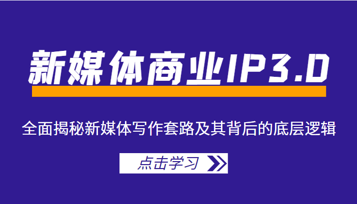 新媒体商业IP3.0，全面揭秘新媒体写作套路及其背后的底层逻辑（价值1299元）-夜影资源