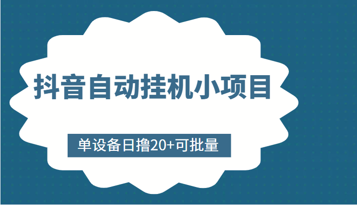 抖音自动挂机小项目，单设备日撸20+，可批量，号越多收益越大-夜影资源