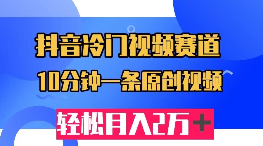 抖音冷门视频赛道，10分钟一条视频，轻松月入2W＋-夜影资源