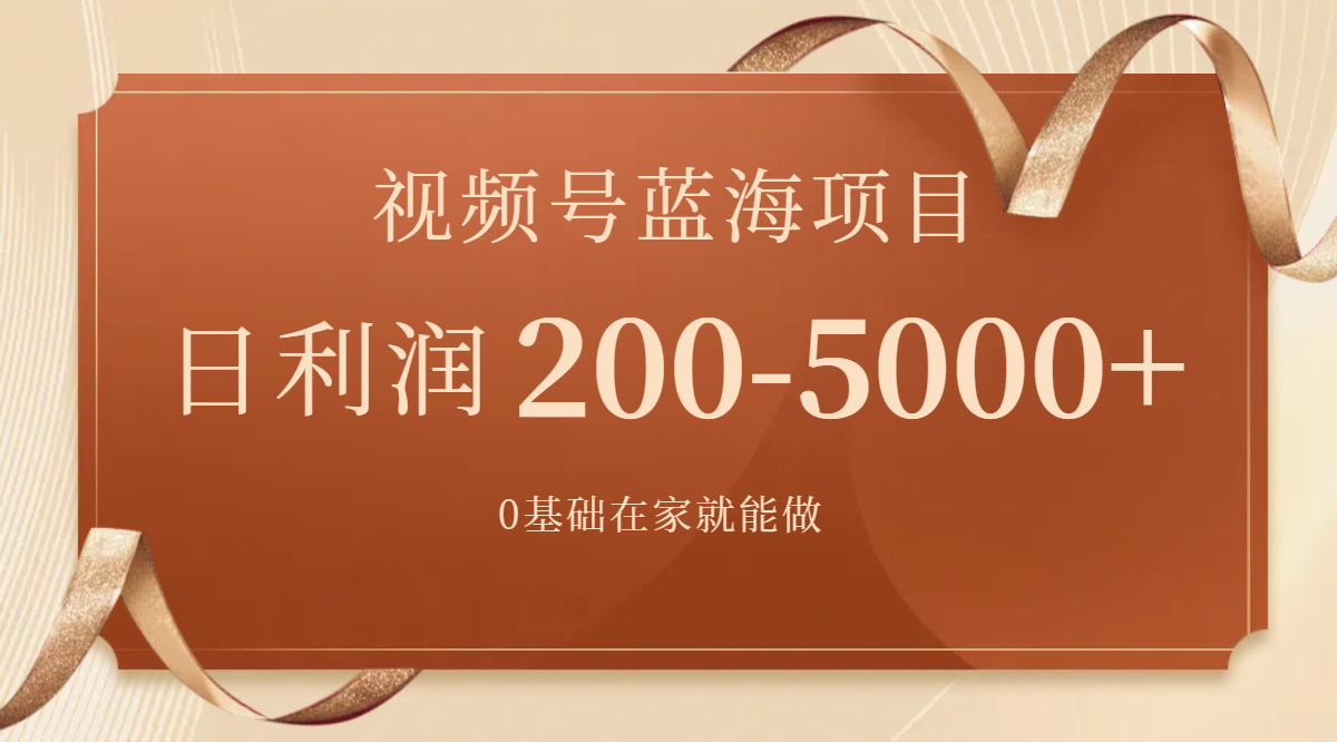 （7585期）视频号蓝海项目，0基础在家也能做，日入200-5000+【附266G资料】-夜影资源