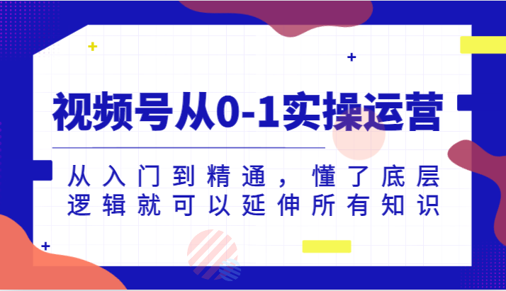 视频号从0-1实操运营，从入门到精通，懂了底层逻辑就可以延伸所有知识-夜影资源