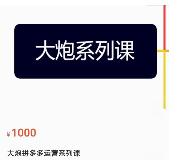 大炮拼多多运营系列课，各类​玩法合集，拼多多运营玩法实操-夜影资源