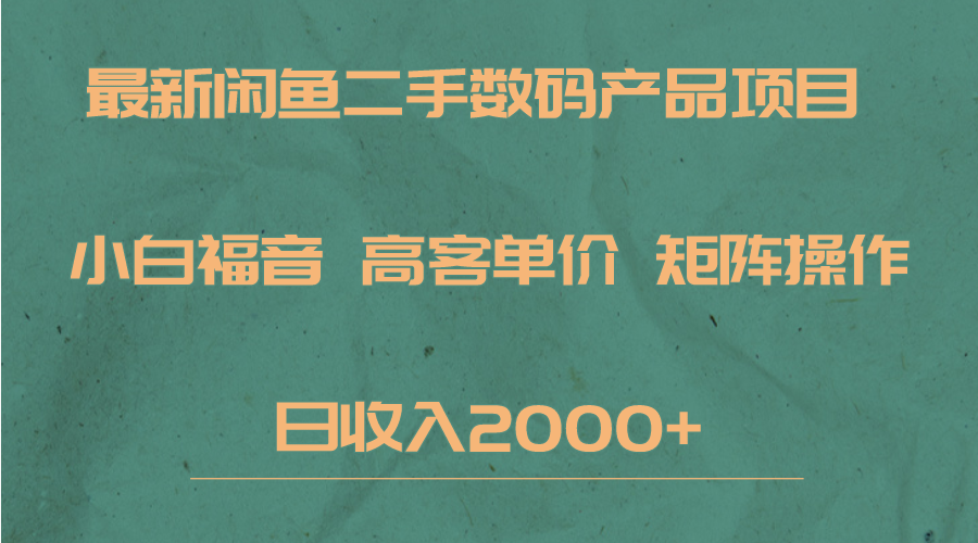 最新闲鱼二手数码赛道，小白福音，高客单价，矩阵操作，日收入2000+-夜影资源