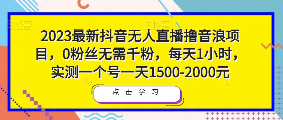 2023最新抖音无人直播撸音浪项目，0粉丝无需千粉，每天1小时，实测一个号一天1500-2000元-夜影资源