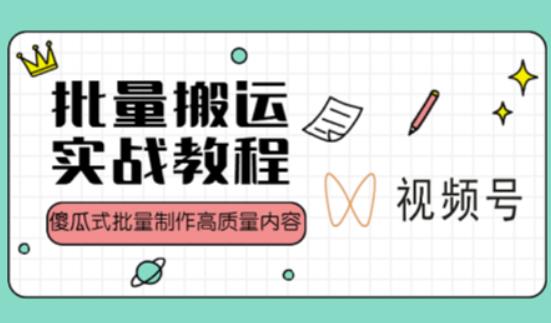 视频号批量搬运实战操作运营赚钱教程，傻瓜式批量制作高质量内容【附视频教程+PPT】-夜影资源