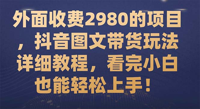 （7685期）外面收费2980的项目，抖音图文带货玩法详细教程，看完小白也能轻松上手！-夜影资源