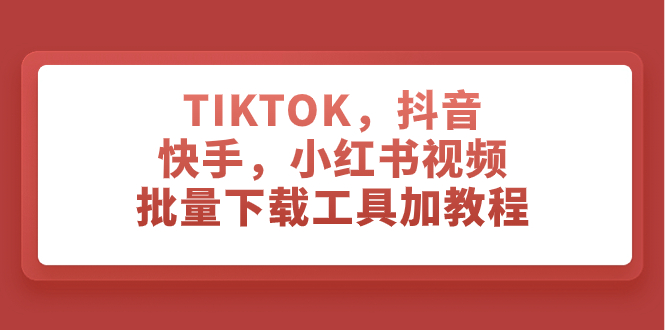 （7714期）TIKTOK，抖音，快手，小红书视频批量下载工具加教程-夜影资源