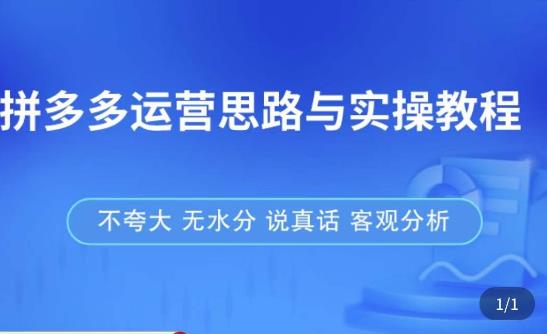 拼多多店铺运营思路与实操教程，快速学会拼多多开店和运营，少踩坑，多盈利-夜影资源
