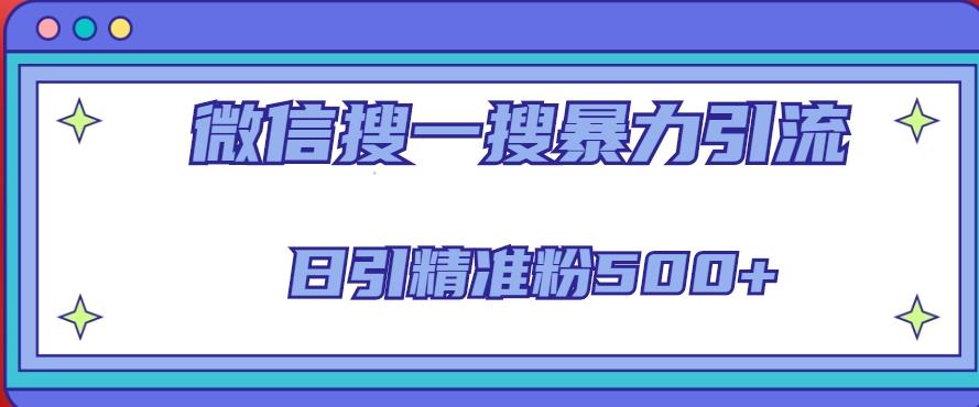 微信搜一搜引流全系列课程，日引精准粉500+（8节课）-夜影资源