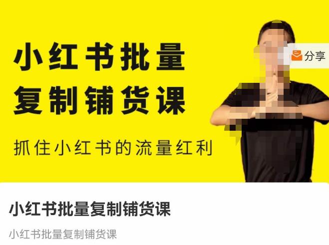 张宾·小红书批量复制铺货课，抓住小红书的流量红利 （更新2023年2月）-夜影资源