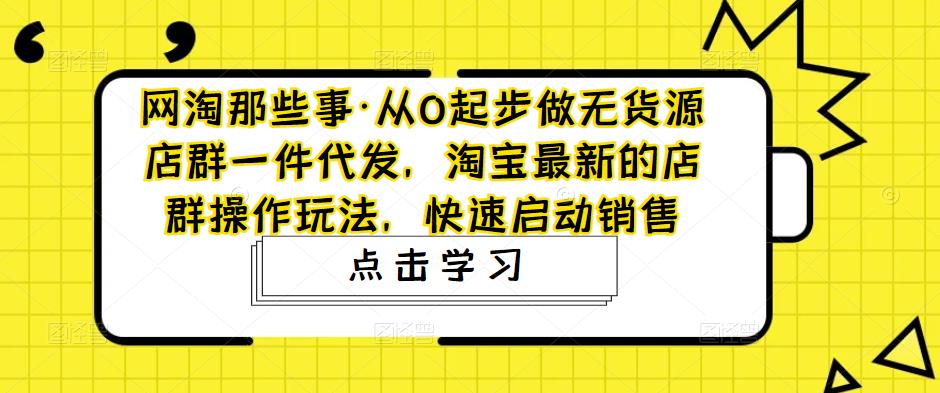 网淘那些事·从0起步做无货源店群一件代发，淘宝最新的店群操作玩法，快速启动销售-夜影资源