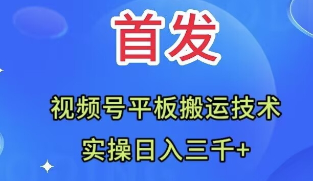 （7843期）全网首发：视频号平板搬运技术，实操日入三千＋-夜影资源