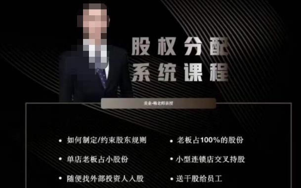 韩老师聊美业-美业股权分配系统课程，如何制定约束股东规则+老板占100%的股份+单店老板占小股份等-夜影资源