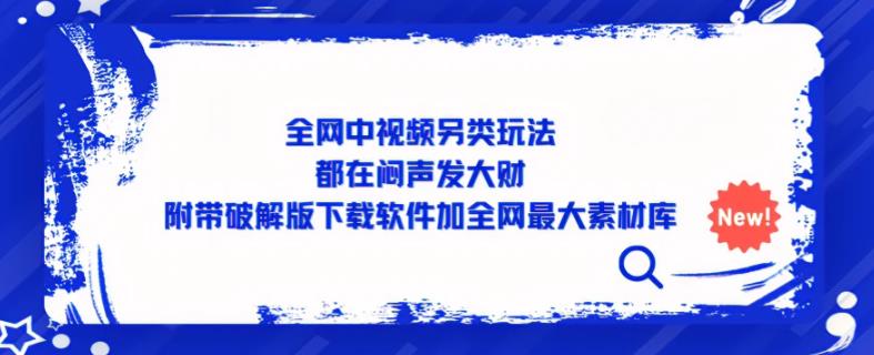 全网中视频另类玩法，都在闷声发大财，附带破解版下载软件加全网最大素材库-夜影资源
