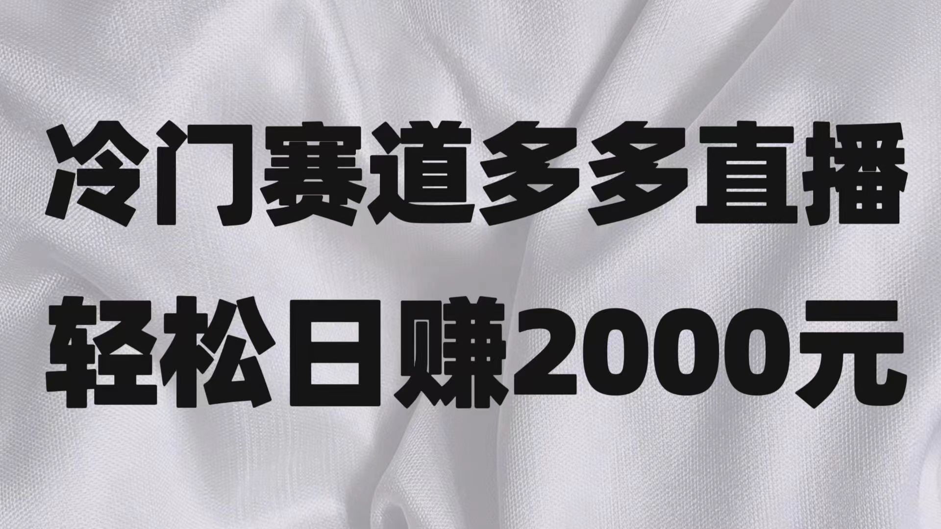 冷门赛道拼多多直播项目，简单念稿子，日收益2000＋-夜影资源