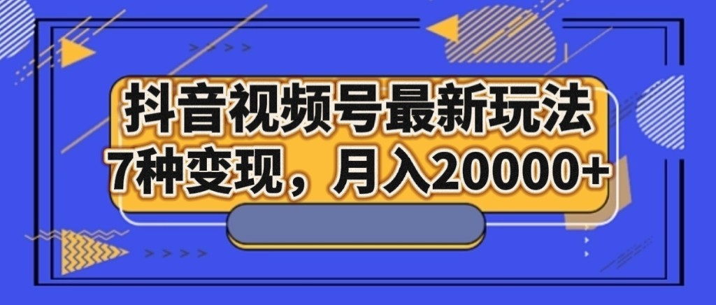 抖音视频号最新玩法，7种变现，月入20000+-夜影资源