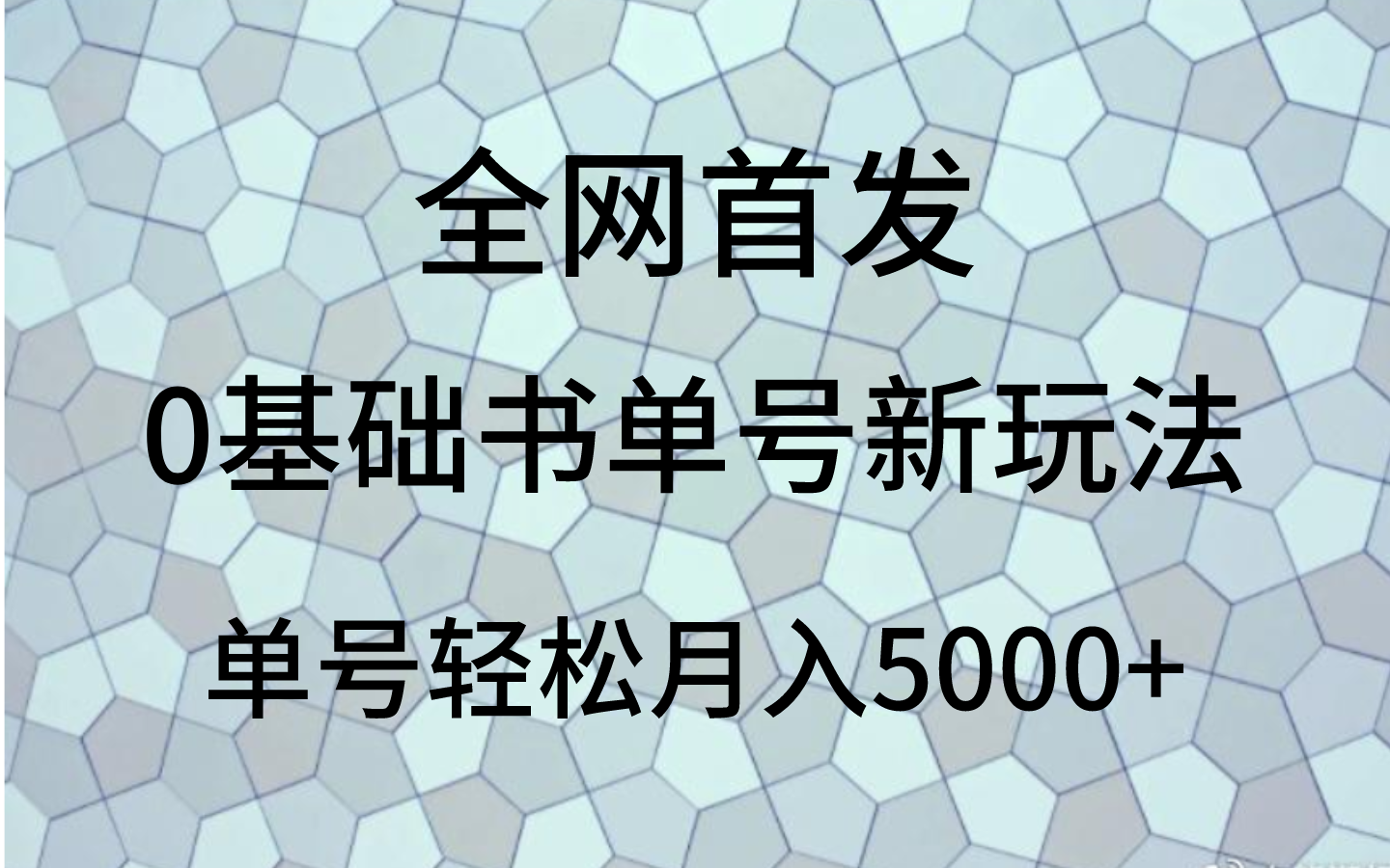 0基础书单号新玩法，操作简单，单号轻松月入5000+-夜影资源