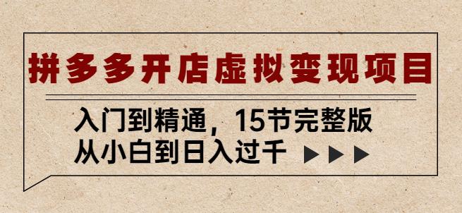 拼多多开店虚拟变现项目：入门到精通，从小白到日入过千（15节完整版）-夜影资源