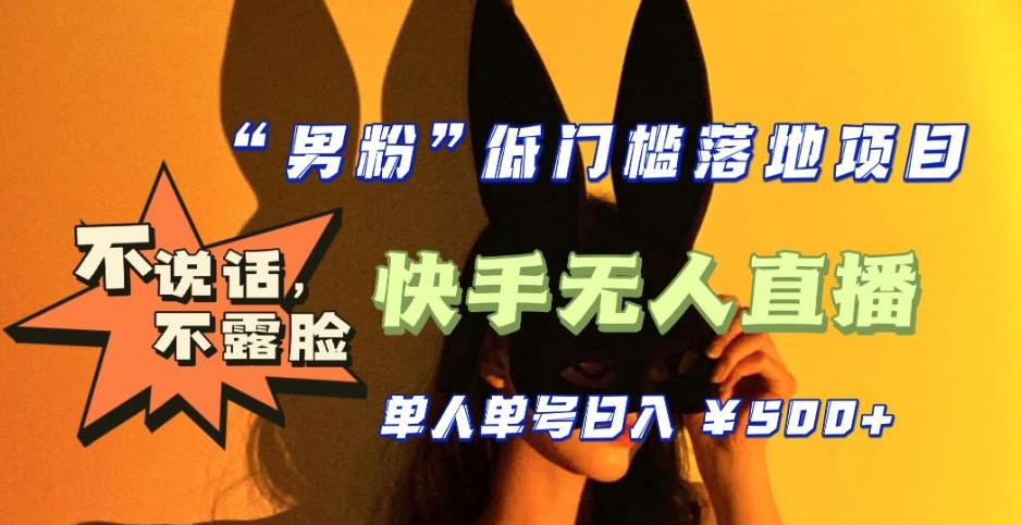 【全新升级】零基础单人单号单晚500+，不说话，不露脸，4月最新超皮实快手无人直播-夜影资源