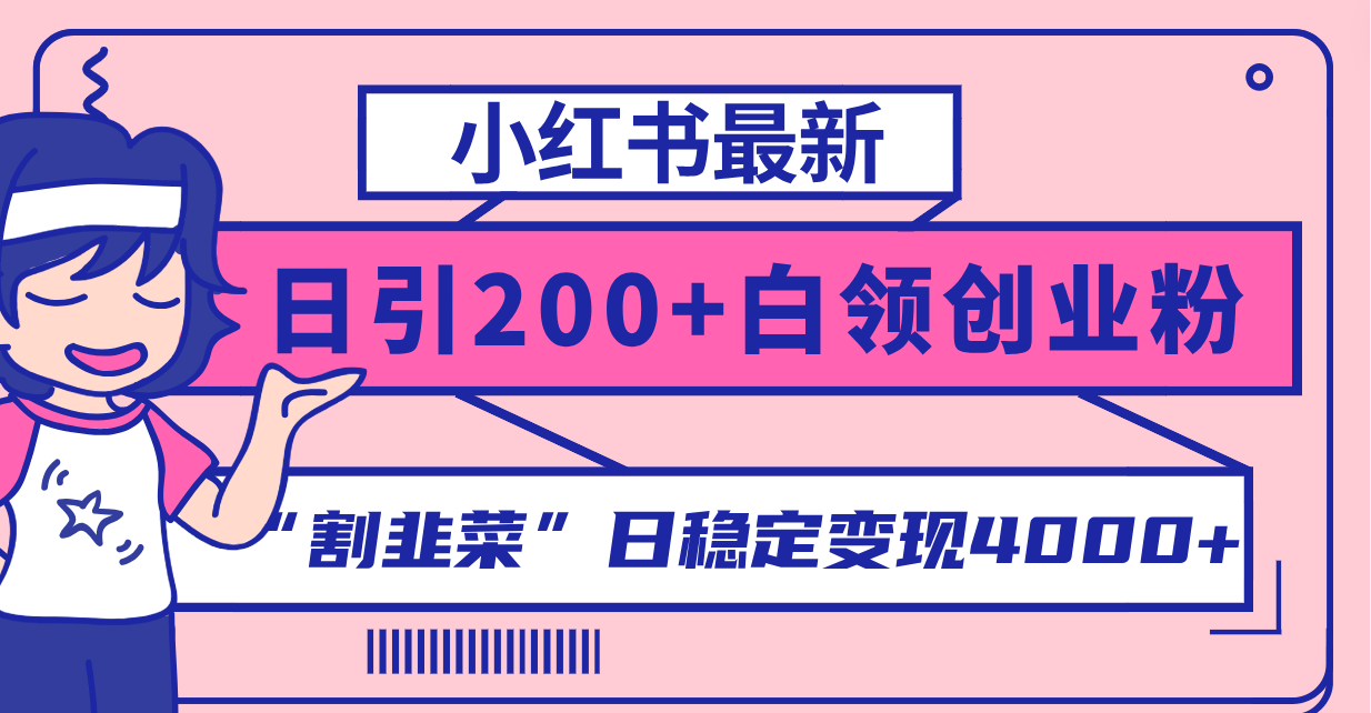 （8052期）小红书最新日引200+创业粉”割韭菜“日稳定变现4000+实操教程！-夜影资源