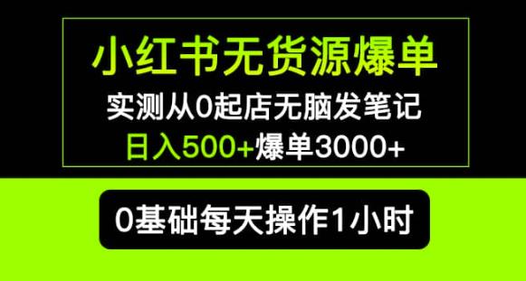 小红书无货源爆单实测从0起店无脑发笔记爆单3000+长期项目可多店-夜影资源