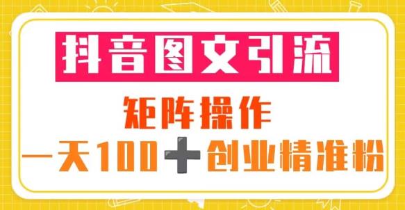 抖音图文引流矩阵操作一天100+创业精准粉（5节视频课+素材模板）-夜影资源