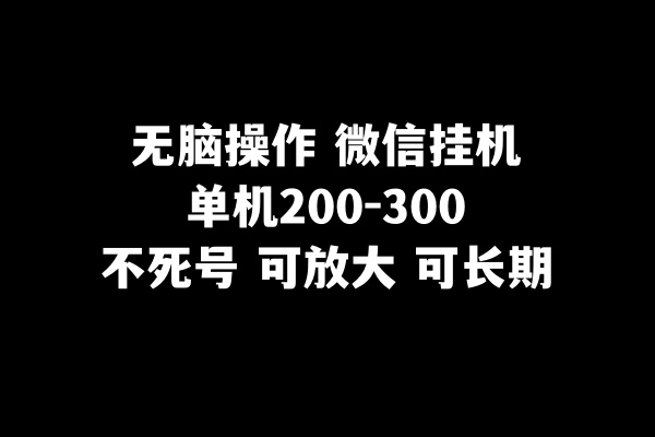（8119期）无脑操作微信挂机单机200-300一天，不死号，可放大-夜影资源