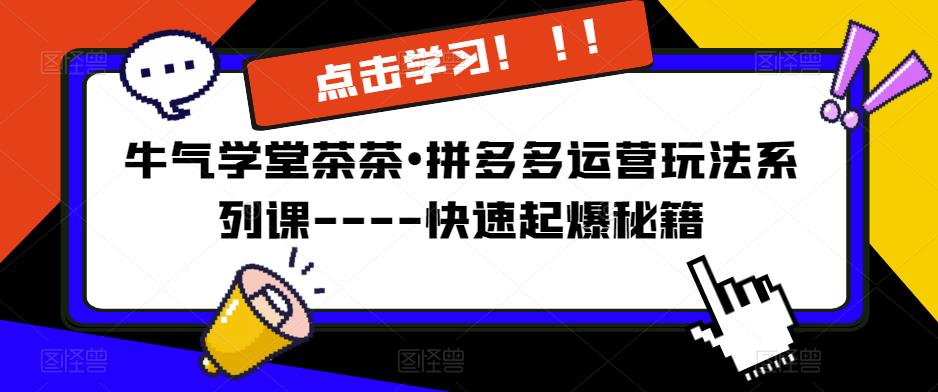 牛气学堂茶茶•拼多多运营玩法系列课—-快速起爆秘籍-夜影资源