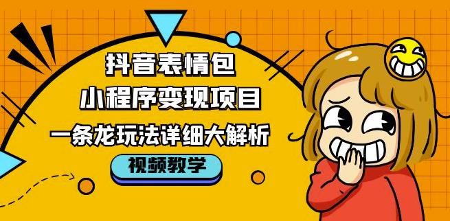 抖音表情包小程序变现项目，一条龙玩法详细大解析，视频版学习！-夜影资源