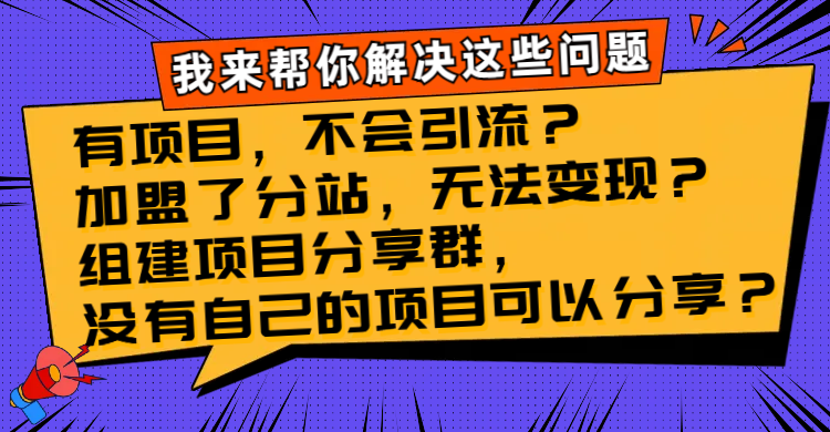 （8147期）有项目，不会引流？加盟了分站，无法变现？组建项目分享群，没有自己的…-夜影资源