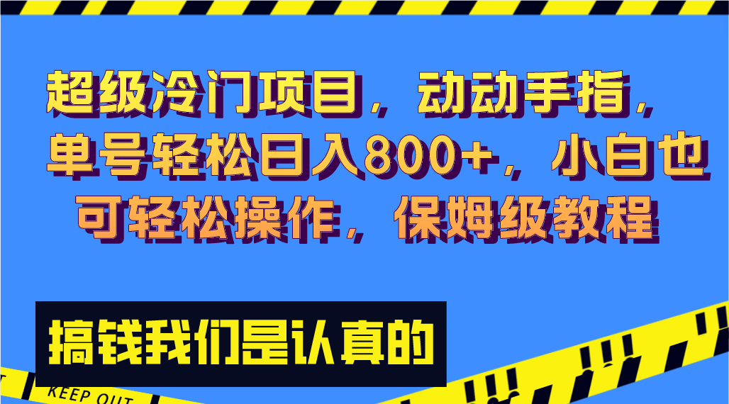 （8205期）超级冷门项目,动动手指，单号轻松日入800+，小白也可轻松操作，保姆级教程-夜影资源