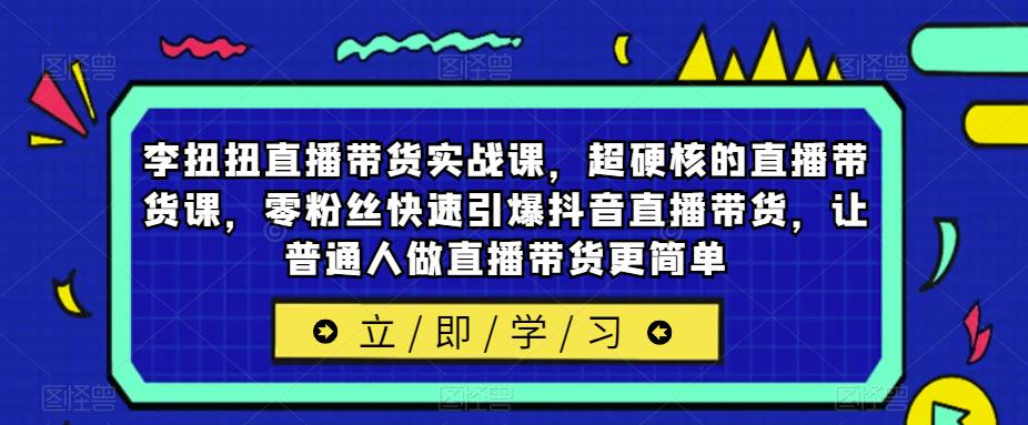 李扭扭直播带货实战课，超硬核的直播带货课，零粉丝快速引爆抖音直播带货，让普通人做直播带货更简单-夜影资源