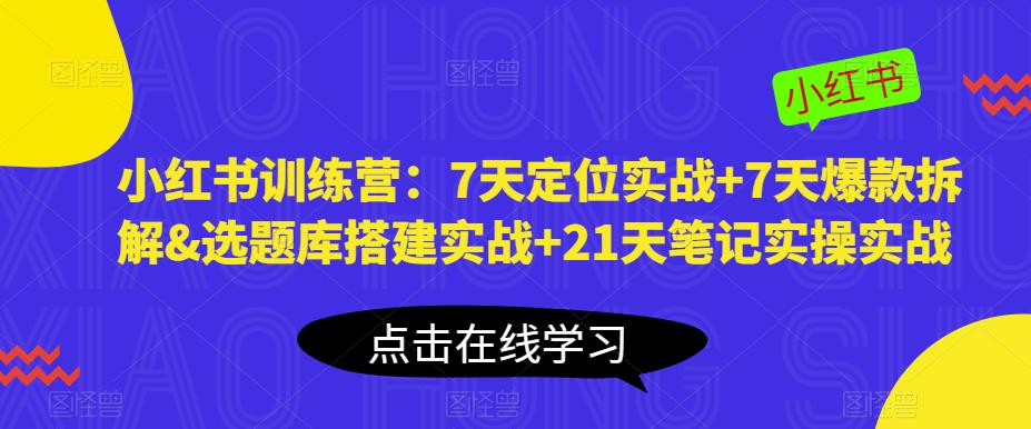 小红书训练营：7天定位实战+7天爆款拆解&选题库搭建实战+21天笔记实操实战-夜影资源
