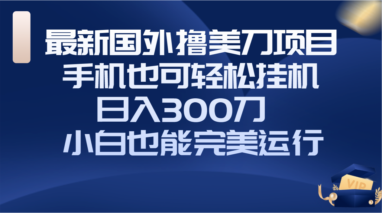 （8230期）国外撸美刀项目，手机也可操作，轻松挂机操作，日入300刀 小白也能完美运行-夜影资源