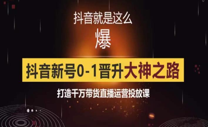 0粉自然流实战起号课，抖音新号0~1晋升大神之路，打造千万带货直播运营投放课-夜影资源