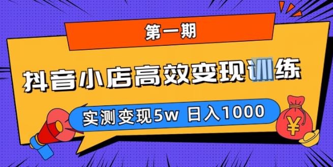 抖音小店高效变现训练营（第一期）,实测变现5w，日入1000【揭秘】-夜影资源