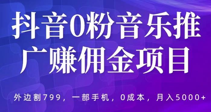 抖音0粉音乐推广赚佣金项目，外边割799，一部手机0成本就可操作，月入5000+-夜影资源