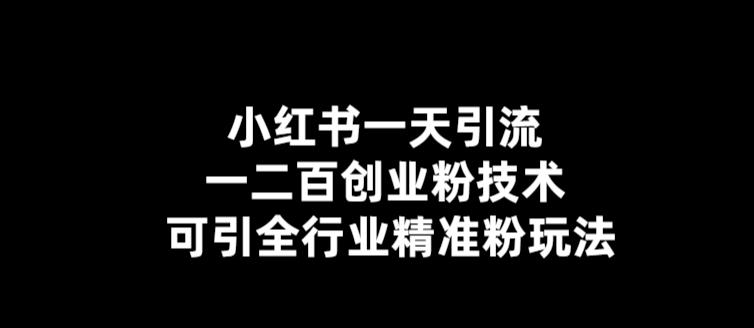 小红书一天引流一二百创业粉技术，可引全行业精准粉玩法【仅揭秘】-夜影资源