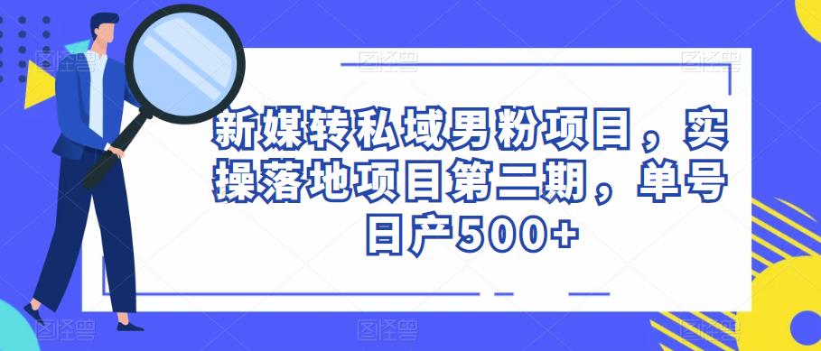 新媒转私域男粉项目，实操落地项目第二期，单号日产500+-夜影资源