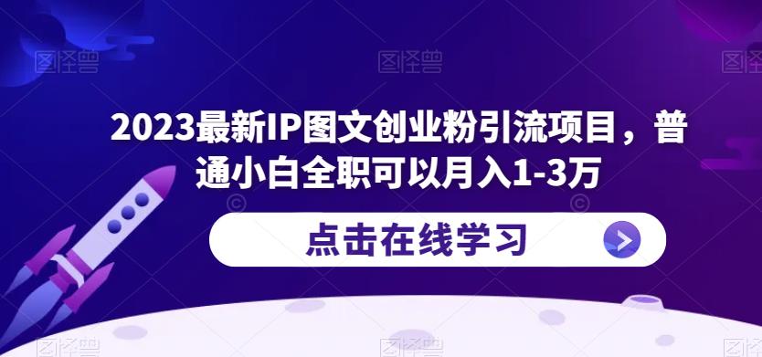 2023最新IP图文创业粉引流项目，普通小白全职可以月入1-3万-夜影资源