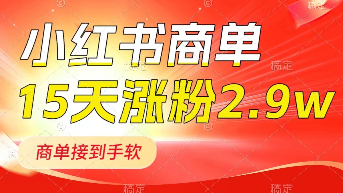 （8308期）小红书商单最新玩法，新号15天2.9w粉，商单接到手软，1分钟一篇笔记-夜影资源