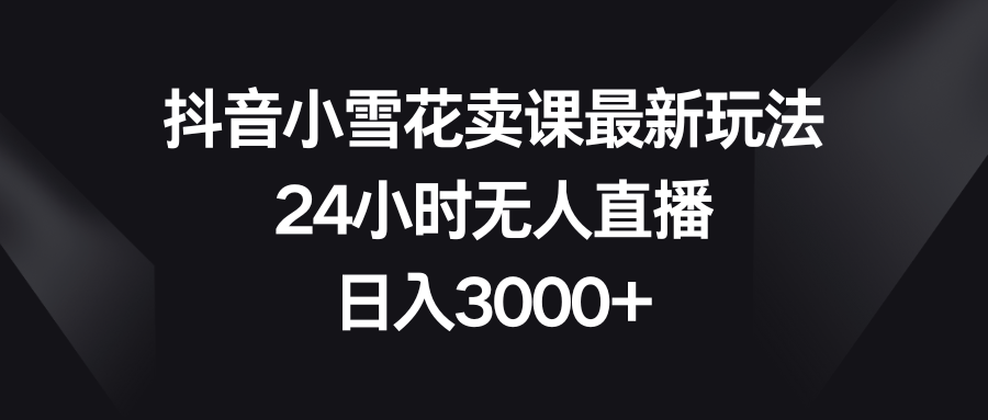 （8322期）抖音小雪花卖课最新玩法，24小时无人直播，日入3000+-夜影资源