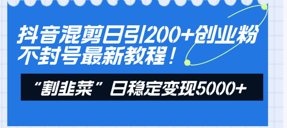 （8349期）抖音混剪日引200+创业粉不封号最新教程！“割韭菜”日稳定变现5000+！-夜影资源