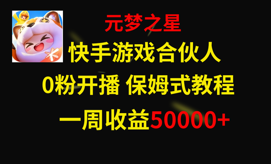 （8373期）快手游戏新风口，元梦之星合伙人，一周收入50000+-夜影资源