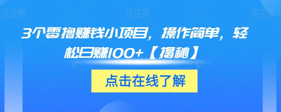 3个零撸赚钱小项目，操作简单，轻松日赚100+【揭秘】-夜影资源