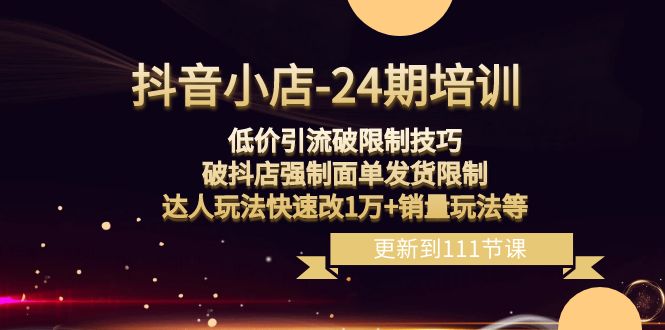 （8394期）抖音小店-24期：低价引流破限制技巧，破抖店强制面单发货限制，达人玩法…-夜影资源